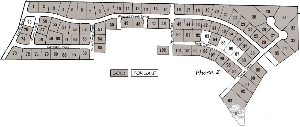 Lot Layout & Prices for Wendell Creek Estates in the St. Jacob, Illinois & Troy, IL TRIAD Community School District.